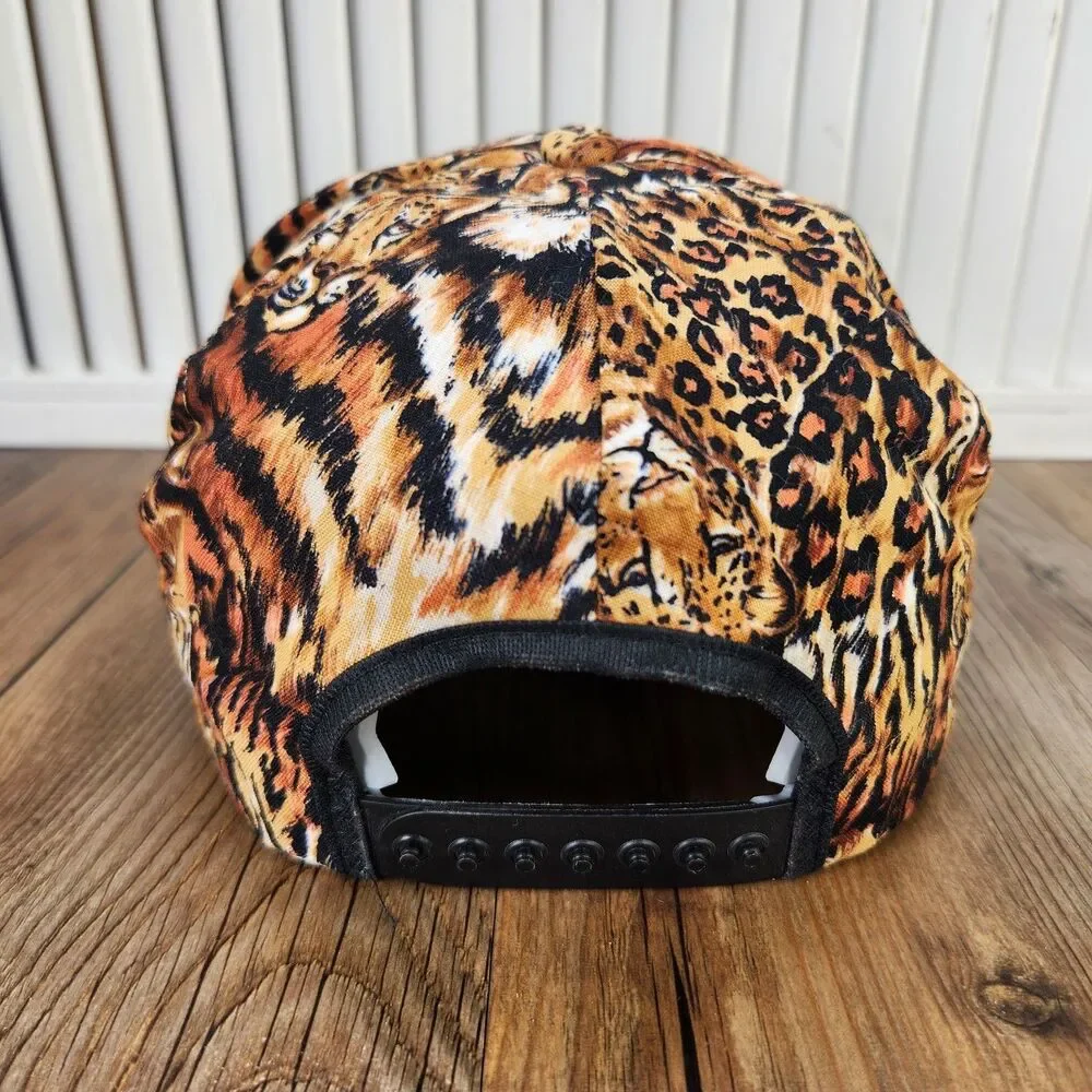 VTG J-Hats Utah's Hogle Zoo Snapback Hat Orange Tiger All Over Print Made in USA